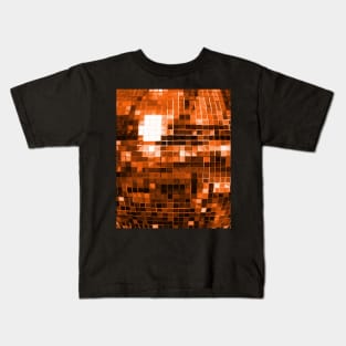 Orange Mirrored Disco Ball Pattern Kids T-Shirt